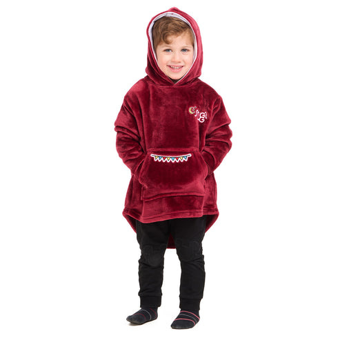Snuggs Kids Blanket Hoodie Dark Red مدفع رمصان